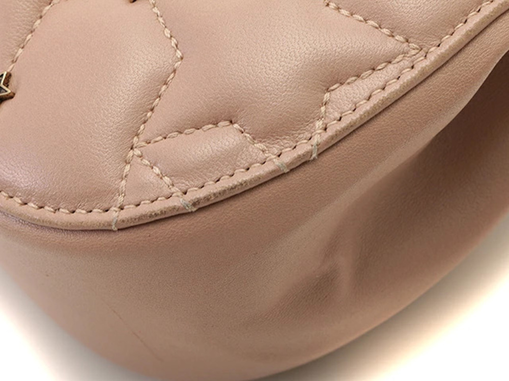 Christian Dior Star Studded Chain Shoulder Bag Beige Cream Pink Lambskin - Picture 8 of 9